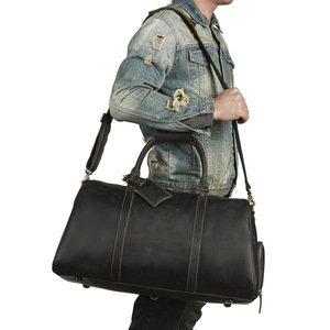 Crazy Horse Leather Men's Duffel <b>Bag</b> <b>Large</b> Capacity Genuine Leather Travel Commuter Gym <b>Shoulder</b> <b>Bag</b> - Product Image 1