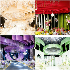 Panneau de fond de scène moderne et coloré en soie de lait extensible, rideaux à armatures pour décoration de mariage, événement, fête, scène - Vente en gros - Product Image 4