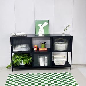 Mueble de Salón Moderno, Gabinete de Almacenamiento de Metal y Hierro con Puertas de Vidrio, Armario para Té y <span class=keywords><strong>Vino</strong></span> - Product Image 3