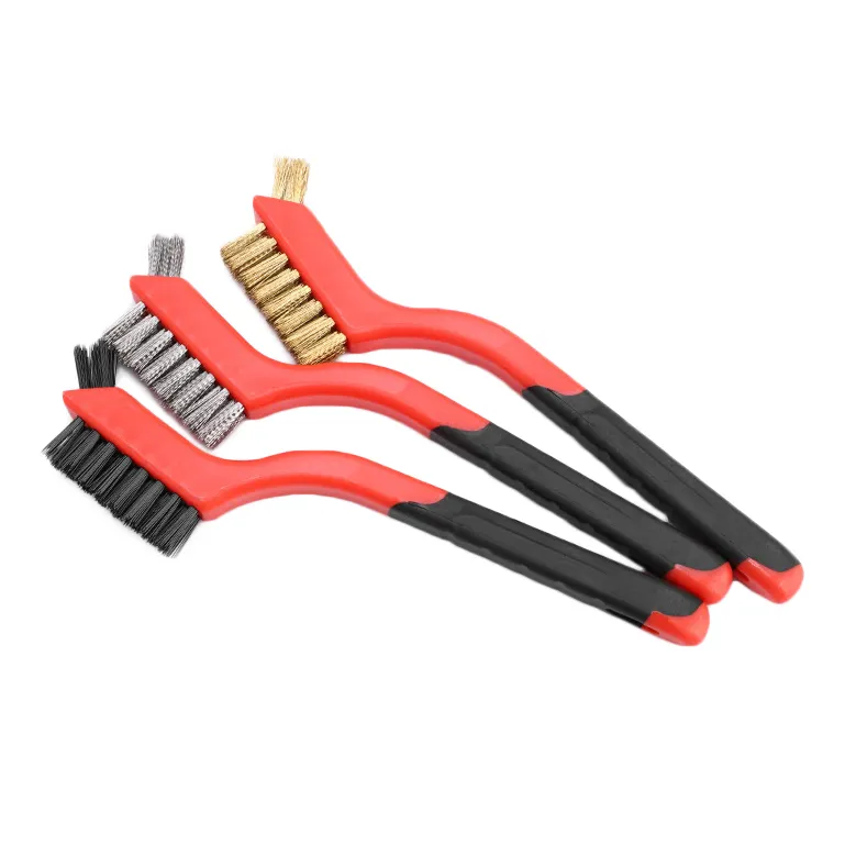Rubber plastic handle Wire Brush for Cleaning Welding Slag Rust Wire Bristle Scratch Brush Set