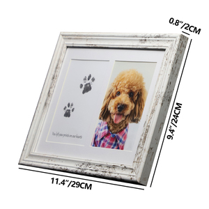 Cadre commémoratif pour animaux de compagnie en bois vieilli avec empreintes de pattes et citation « Vous avez laissé des empreintes <span class=keywords><strong>sur</strong></span> nos cœurs », cadeau commémoratif 2-en-1 pour animaux de compagnie avec <span class=keywords><strong>photo</strong></span> et empreinte de patte - Product Image 3