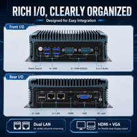 Mini PC Robusto y Silencioso con Doble LAN, 2 COM, USB, HD, VGA, SSD, Compatible con Windows y Linux para Dispositivos Edge