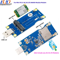 Konektor USB 2.0 Tipe-A ke Modul Nirkabel Mini PCIe PCI-E MPCIe dengan Satu Slot Kartu SIM untuk Modem GSM 3G 4G LTE WWAN
