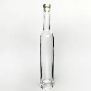 Garrafa de vidro com fundo grosso, garrafa de vidro de vinho gelado transparente com cortiça, gola longa e alta, garrafa de vinho gelado transparente para gin, vodka e vinho