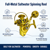 Reel Spinning Air Laut Full Metal Seri YB 8000 CNC 12+1BB 5.9:1 25KG Carbon Drag Tahan Air untuk Memancing Lepas Pantai