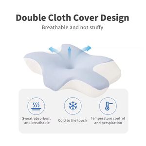 Bantal tidur mendalam busa memori ortopedi ergonomis, penopang leher tengkuk pijat penutup dapat dilepas pereda nyeri leher - Product Image 3