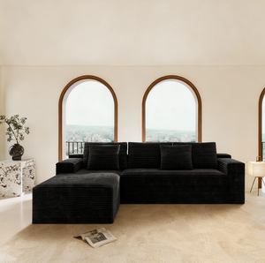 Modular Sectional <b>Sofa</b> Set Modern <b>Sofa</b> Bed Eco-Friendly Design Plush Corduroy Fabric Wood <b>Legs</b> No Assembly Required 2PC Free - Product Image 3