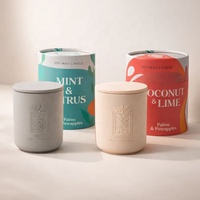 Bougie parfumée artisanale en cire de soja pure, à l'huile végétale naturelle, dans un pot en céramique conique moderne et mignon avec logo personnalisé, OEM/ODM.