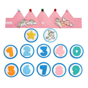 Venta al por mayor espacio <span class=keywords><strong>unicornio</strong></span> DIY número 1er <span class=keywords><strong>cumpleaños</strong></span> fiesta sombrero fieltro corona <span class=keywords><strong>cumpleaños</strong></span> sombrero para niños fiesta - Product Image 4