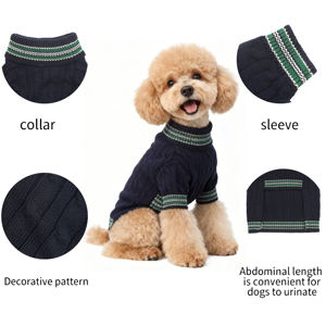 Gilet pour chien personnalisé léger et respirant en tricot, rayé vert et bleu, col roulé sans manches, pour chiens de grande et petite taille, tels que les Dachshunds - Product Image 4
