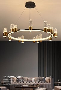 Modern Led Pendant Light Circle Iron <strong>Lighting</strong> Chandelier for Home <strong>Office</strong> Easy Hanging Indoor Decorative <strong>Fixture</strong> - Product Image 6