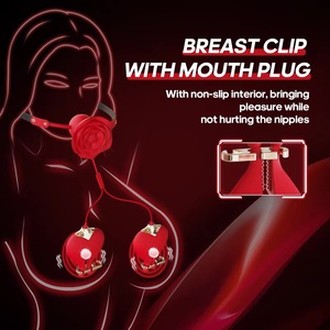 ที่หนีบหัวนมซิลิโคนรูปกุหลาบมีไฟ USB เครื่องกระตุ้นหัวนมเครื่องสั่นนวดอวัยวะเพศหญิงช่วยตัวเองของเล่นทางเพศ - Product Image 4