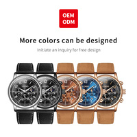 Montre à quartz pour homme OEM personnalisée 2912, boîtier en alliage, bracelet en cuir véritable, étanche, affichage de la date, rangement, décontractée