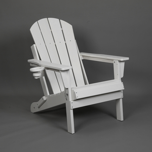 Chaise Adirondack pliable en HDPE avec double porte-gobelets, texture bois composite blanc, chaise d'extérieur - Product Image 3