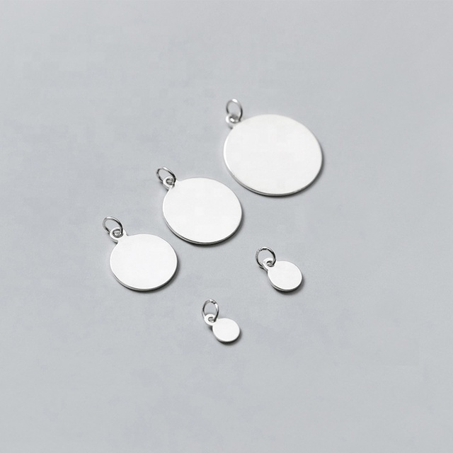 High Quality Sterling Silver 925 Custom Hiphop Round Pendant Charms for Necklace Jewelry Making