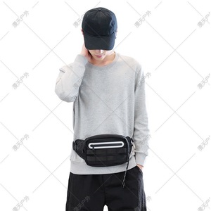 Riñonera deportiva para exteriores, tela Oxford, correa ajustable, bolsillo interior con cremallera, color negro - Product Image 4