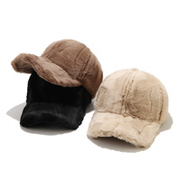 Casquette de baseball en peluche personnalisée avec logo, pour femme, hiver, épaisse et chaude, 100% polyester, fourrure de lapin, couleur unie, casquette de papa pour homme, OEM ODM