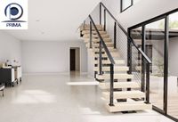 Escalier flottant haut de gamme avec structure à montantes ouvertes pour applications de rénovation résidentielle moderne