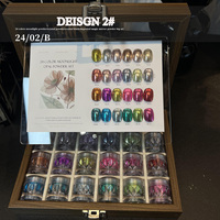 Poudre miroir Aurora Moonlight 24 couleurs, effet miroir chromé, vente en gros, ensemble de poudre à ongles transparente incroyable avec boîte en bois transparente