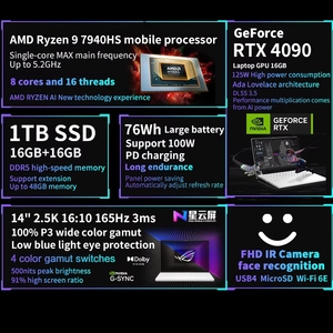 ราคาขายส่ง โน้ตบุ๊ก <span class=keywords><strong>Asus</strong></span> ROG Phantom 14 Air Starry Gray Edition หน้าจอเกมมิ่ง 165Hz ความสว่าง 500nits สำหรับธุรกิจและส่วนตัว - Product Image 2