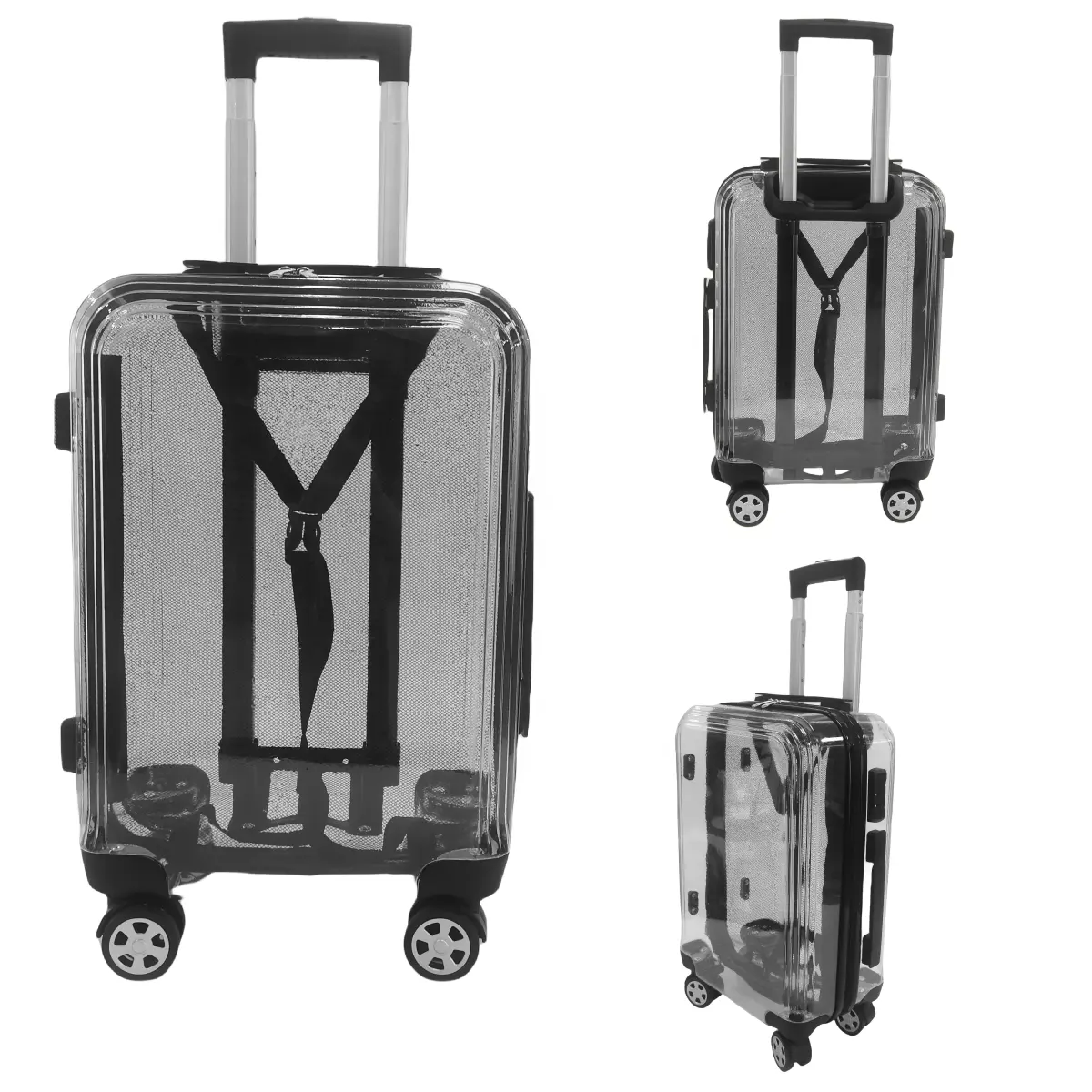 Clair Transparent PC Designer bagages à main cabine chariot sacs de voyage sur roues mode roulant clair valise