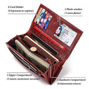 HUMERPAUL Portafoglio da Donna alla Moda in Vera Pelle, Pochette Lunga Elegante, Borsa per <span class=keywords><strong>Cellulare</strong></span> Multifunzione con Protezione RFID e <span class=keywords><strong>Porta</strong></span> Carte - Product Image 3