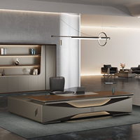 Meubles de bureau de luxe, table de direction en bois de qualité supérieure, bureau de PDG pour projet de bureau commercial, grand espace de travail