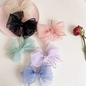 Gordon Ribbons Fashion New Sweet Chiffon Flower Sheer Ribbon Hair Bow con Clip per accessori per capelli per ragazze
