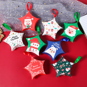 Boîtes cadeaux en carton en forme d'étoile pour Noël, emballage pour chocolats, bonbons, biscuits, boîte cadeau en papier avec ruban pour fête - Product Image 1