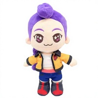 Figurine en peluche personnalisée en usine, personnage de dessin animé mignon, broderie, fille violette, figurine d'action en peluche avec vêtements