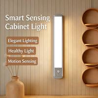 Lampu Kabinet LED Sensor Gerak Pintar Ultra-tipis Isi Ulang Nirkabel Magnetik Tempel untuk Pintu Masuk & Lemari Anggur