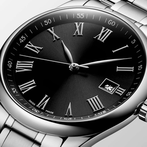 Reloj de pulsera clásico redondo para hombre con números romanos, indicador de fecha, estilo casual de negocios, correa de acero inoxidable - Product Image 3