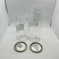 Boîte en plastique transparente de 350/500/650 ml avec couvercle à anneau de traction pour vin léger