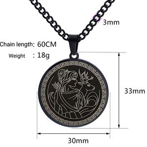 Titane acier ancien grec olympien douze principaux dieux chasse déesse <span class=keywords><strong>Artemis</strong></span> collier pendentif circulaire - Product Image 2