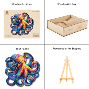 Puzzle éducatif personnalisé en bois éco-responsable découpé au laser, forme pieuvre irrégulière, 100-200 pièces, pour enfants de 8 ans et plus, unisexe, jeu DIY, boîte cadeau OEM - Product Image 3