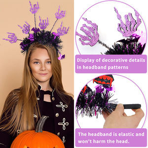 Diademas de Plástico y Fieltro FEIQU para Halloween, Diadema con Diseño de Calabaza y Araña, Decoración Espeluznante para Fiestas, Redonda y Radial - Product Image 2