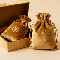 Pochette en velours à cordon personnalisée avec logo estampé, anti-poussière et anti-ternissement, pour montres, bagues et bijoux