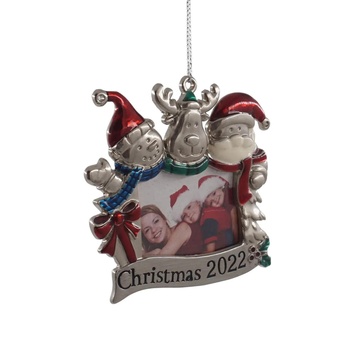 USA Canada Christmas favor new hot custom 3d metallo ornamento di natale ornamento di natale foto ornamento