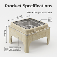 Chauffe-Plat Électrique Effet Bois en Acier Inoxydable Résistant à la Chaleur pour Buffets, Traiteur, Mariages, Fêtes et Événements