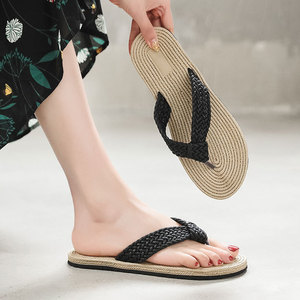Scarpe da donna di alta qualità pantofole da spiaggia traspiranti in tessuto femminile sandali estivi per interni all'aperto da donna <span class=keywords><strong>infradito</strong></span> in <span class=keywords><strong>paglia</strong></span> estiva - Product Image 6