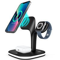 3 In 1 Laadstation Draadloze Oplader Magnetisch Blad 15W Multifunctionele Telefoon Smart Watch Oortelefoon Oplader Voor Apple iPhone