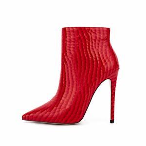 Printemps Sexy Stiletto Talons Hauts De Luxe Peau De Serpent Rouge Dames Bottes Mode Femmes Grande Taille 47 <span class=keywords><strong>Bottines</strong></span> Chaussures De Mariage - Product Image 1