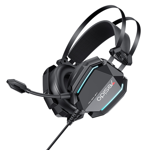 EK03 Yesido 2.2M PVC Wire 3D Surround Sound RGB Seven Color Breathing Light PC Gaming Headset Earphone