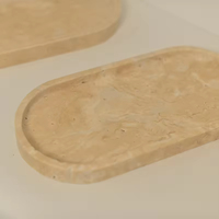 Luxus Marmor Waschtisch Tablett benutzer definierte Naturstein Essen Serviert ablett Restaurant Hotel ovale Travertin Serviert ablett