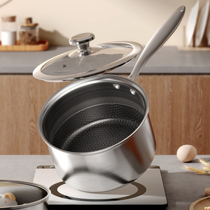 Petite casserole en acier inoxydable 304 non revêtue avec couvercle en verre, compatible <span class=keywords><strong>lave</strong></span>-<span class=keywords><strong>vaisselle</strong></span>, pour aliments complémentaires pour bébés, soupes et nouilles - Product Image 4