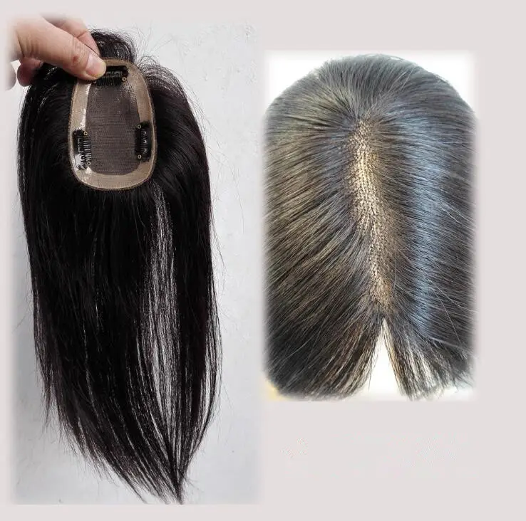 Factory Drop ship 100% Human Hair Toupee for Women Size 7x10cm with clips Mono Lace Topper