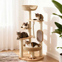 Nouvelle Arrivée Tendance : Arbre à Chat Moderne de Luxe en Bois de Haute Qualité, Facile à Assembler, Arbre à Chat et Griffoir Multicouche, Tour pour Chat