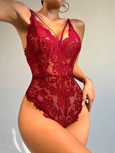 Rose rouge couleur unie dentelle Sexy serré transparent <span class=keywords><strong>sous</strong></span>-vêtements féminins costume Sexy <span class=keywords><strong>sous</strong></span>-vêtements adultes - Product Image 6