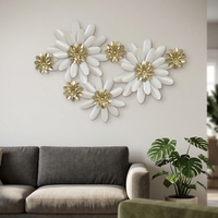 Décoration Murale Luxe Nouvelle Livraison Accent Intérieur Maison 75.57*5.08*50.17CM Décoration Murale Métal Blanc Doré pour Salon