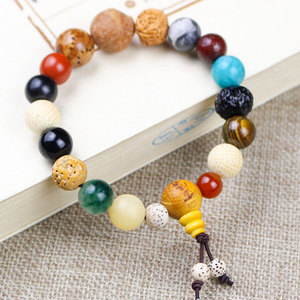 Multicolor Agate Bodhi Seed <b>Bracelet</b> With Tassel Unisex Gift Jewelry Hand Polished Natural Stone Fashion <b>Beaded</b> <b>Bracelet</b> - Product Image 1